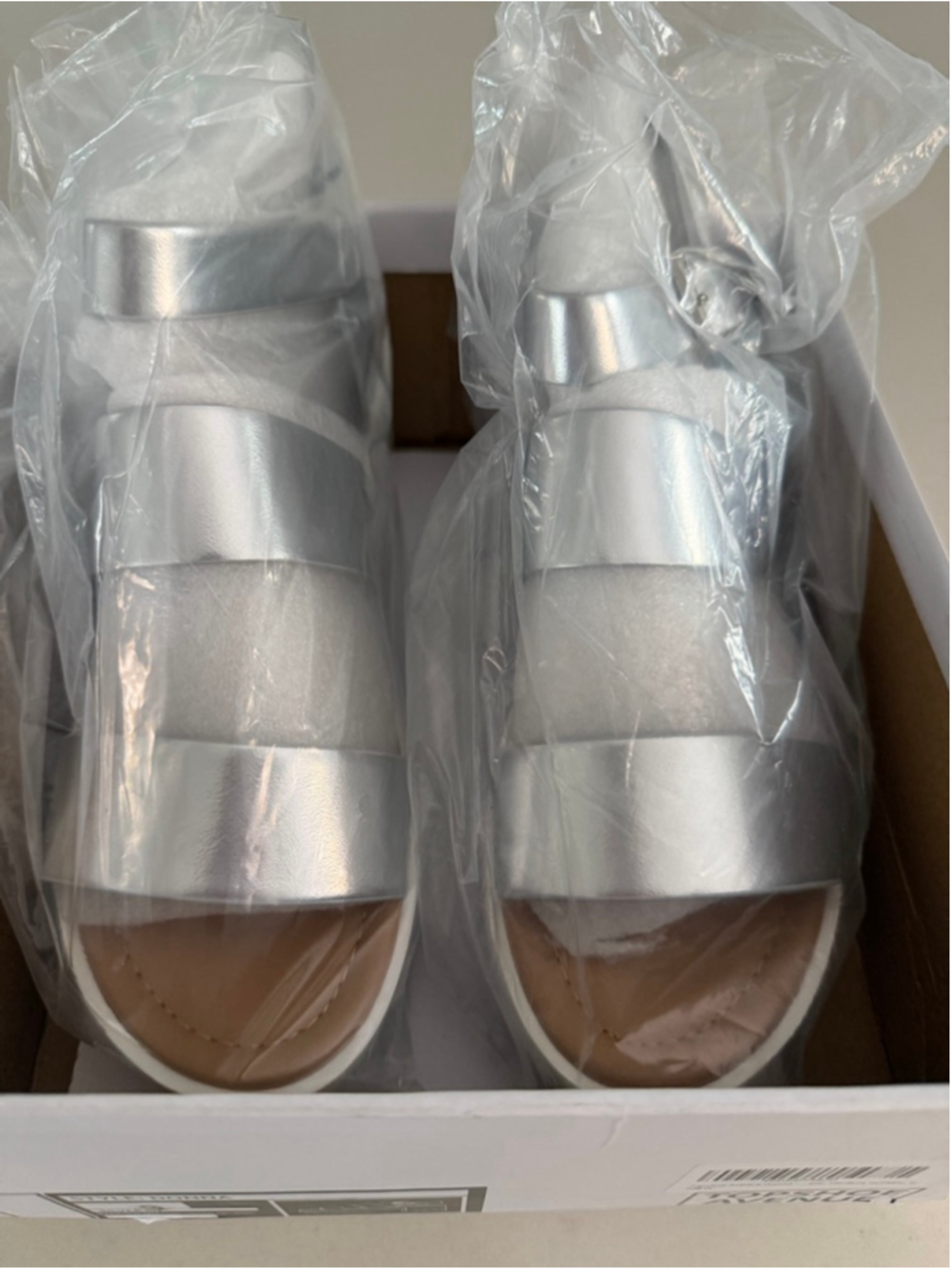 NEW Open Toe Two Bands Lug sole Silver block Heel Sandals 9 - Picture 4 of 8